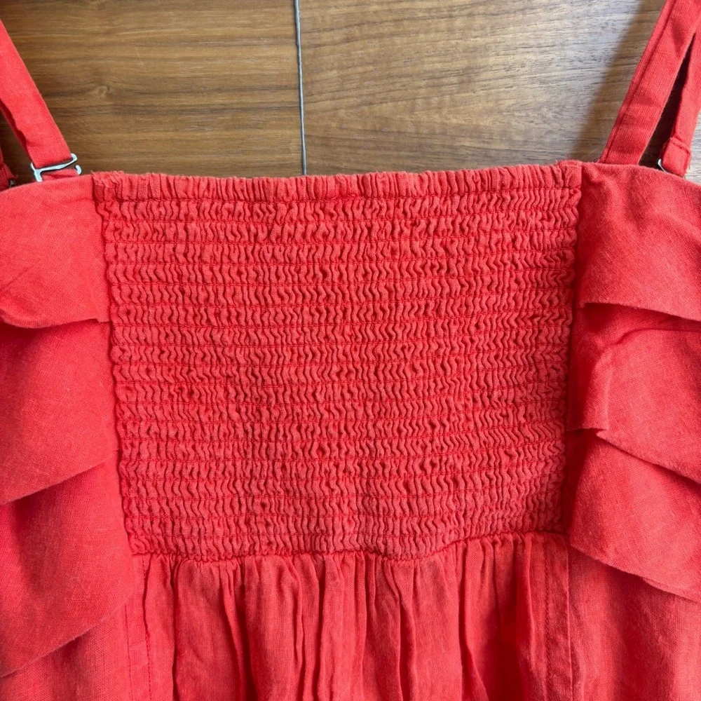 NWT By Anthropologie Linen Short Romper Bright Red, Size S - Picture 14 of 15